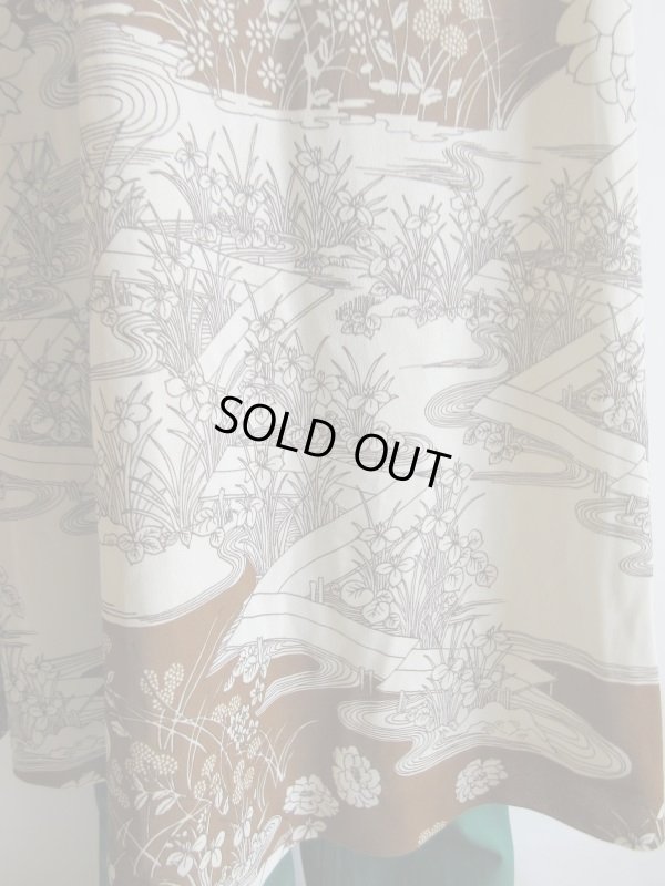 画像10: 未使用*和柄のブラウン系ワンピ*紐ベルト付【送料無料】