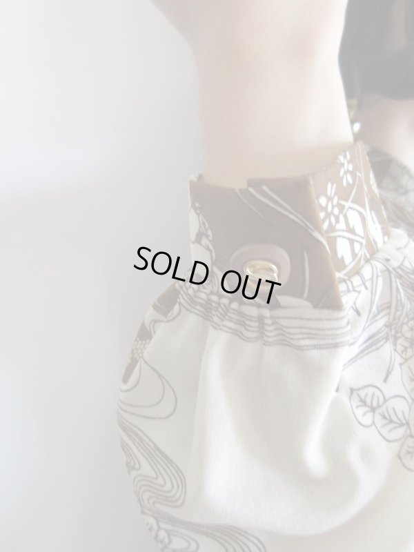 画像11: 未使用*和柄のブラウン系ワンピ*紐ベルト付【送料無料】