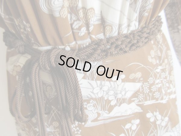 画像9: 未使用*和柄のブラウン系ワンピ*紐ベルト付【送料無料】