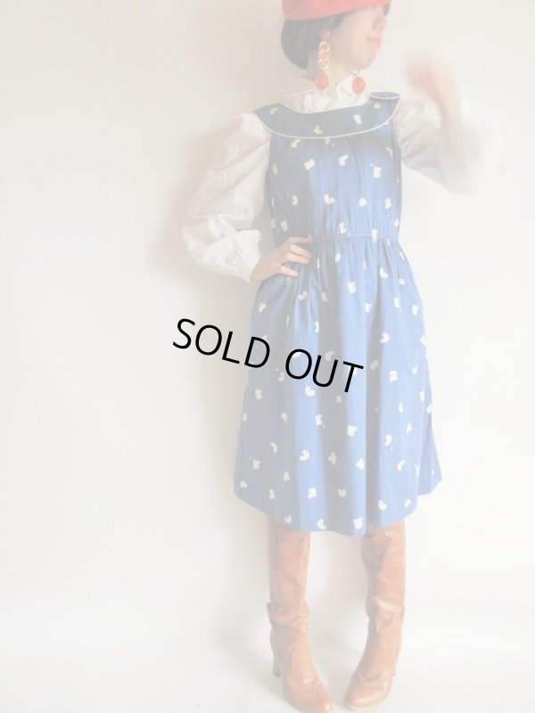 画像3: クレージュ*ラウンドネックのブルー色ワンピ【送料無料】