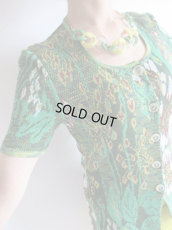 画像6: イタリア製*大きな草花柄のニットカーデ