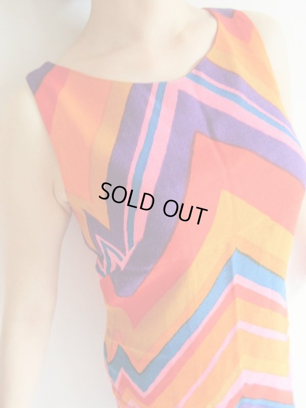 画像6: 60’s風ギザギザ模様のノースリワンピ【送料無料】