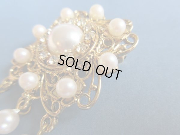 画像6: 未使用*華やかパールとラインストーンの豪華装飾ブローチ