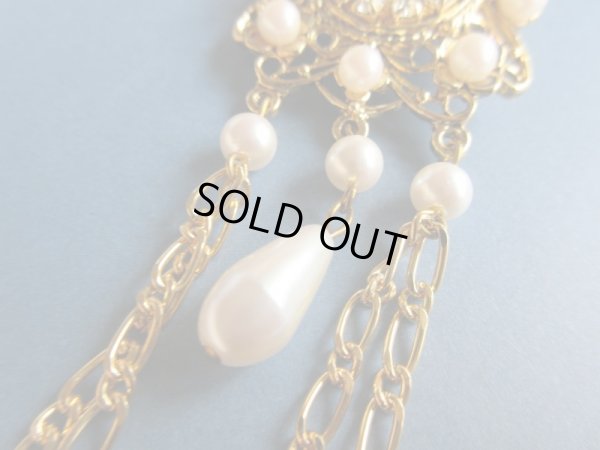 画像4: 未使用*華やかパールとラインストーンの豪華装飾ブローチ