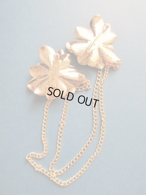 画像6: 【再入荷】未使用*キラリデザインのお花チェーンブローチ（ゴールド）