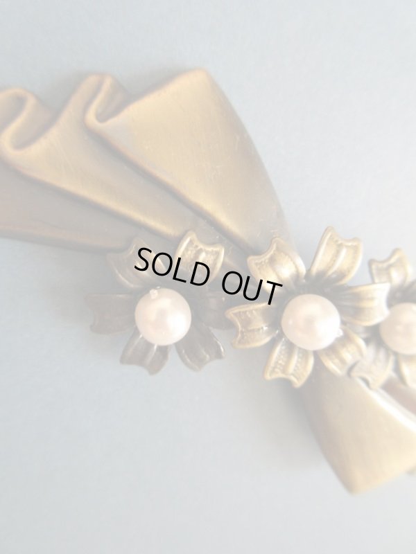 画像4: 未使用*アンティーク感のあるお花リボンブローチ