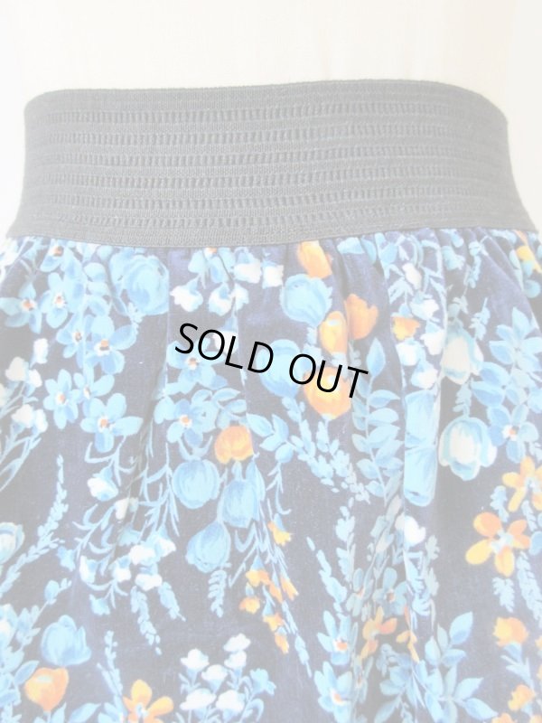 画像4: ベロアのロマンティックフラワースカート（ウエストゴム*)