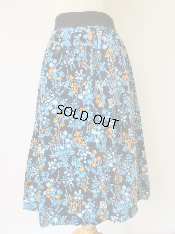 画像3: ベロアのロマンティックフラワースカート（ウエストゴム*)