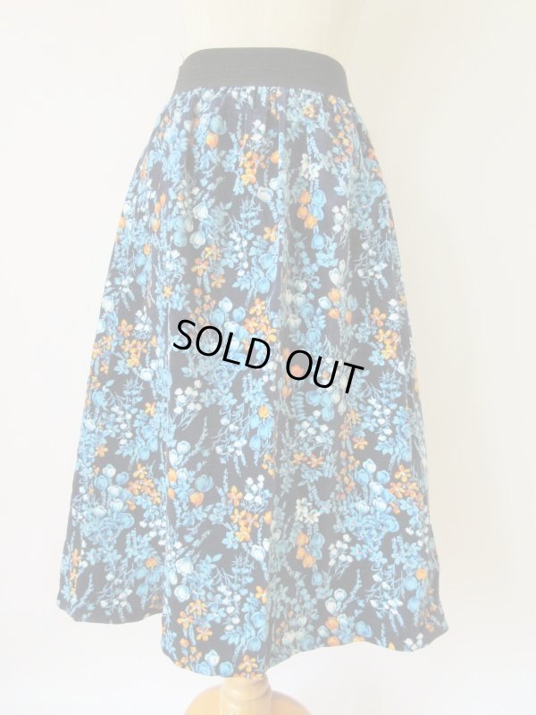 画像6: ベロアのロマンティックフラワースカート（ウエストゴム*)