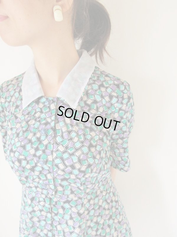 画像3: 爽やかチュールの切り替え襟ワンピース