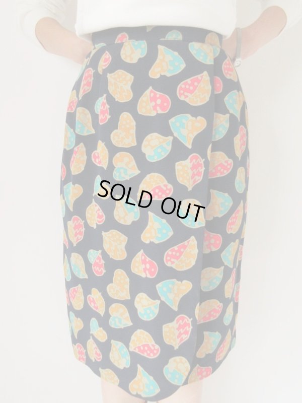 画像3: リーフ柄のラップ風デザインスカート