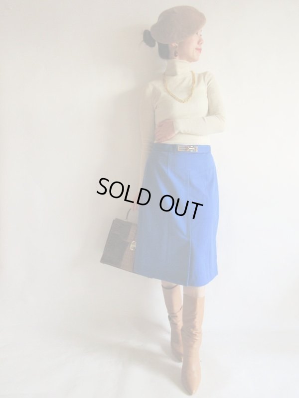 画像3: Dead stock*ロイヤルブルーのワンカラースカートｗ75