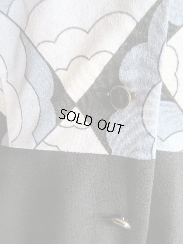 画像7: レトロ柄×ブラック無地の長袖ワンピ