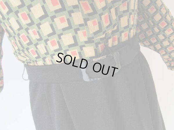 画像7: 幾何学スクエアー柄のボウタイワンピース