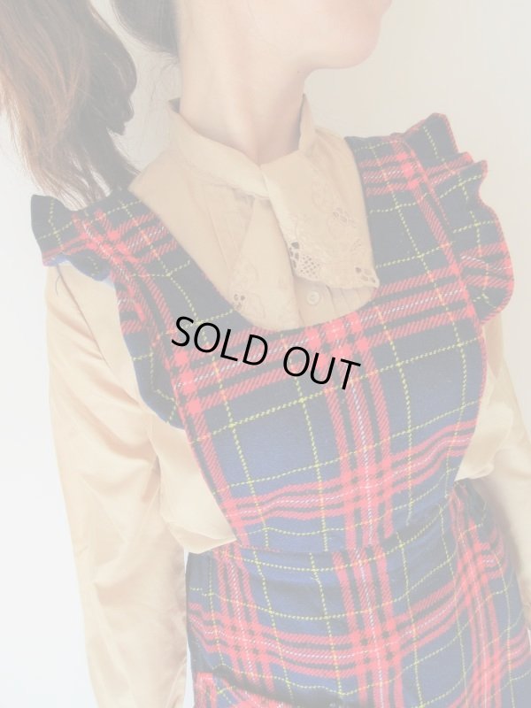 画像6: レトロチェックのエプロンワンピース