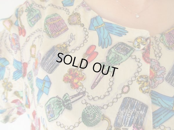 画像7: 【総入れ替え対象外商品】お仕立て品の１点モノ*レディーな小物柄のシルクワンピース