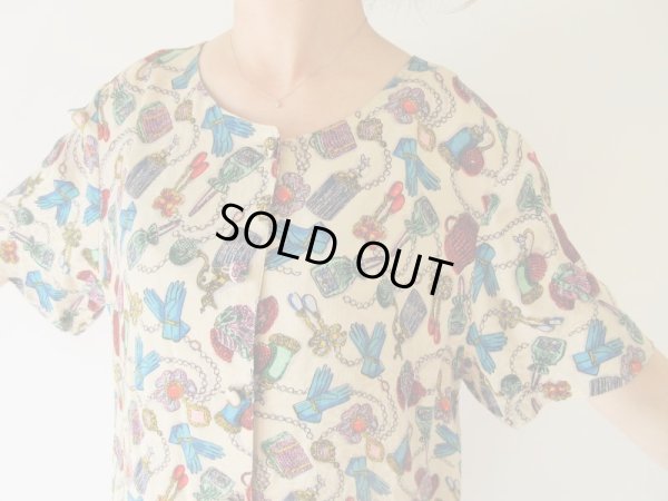 画像6: 【総入れ替え対象外商品】お仕立て品の１点モノ*レディーな小物柄のシルクワンピース