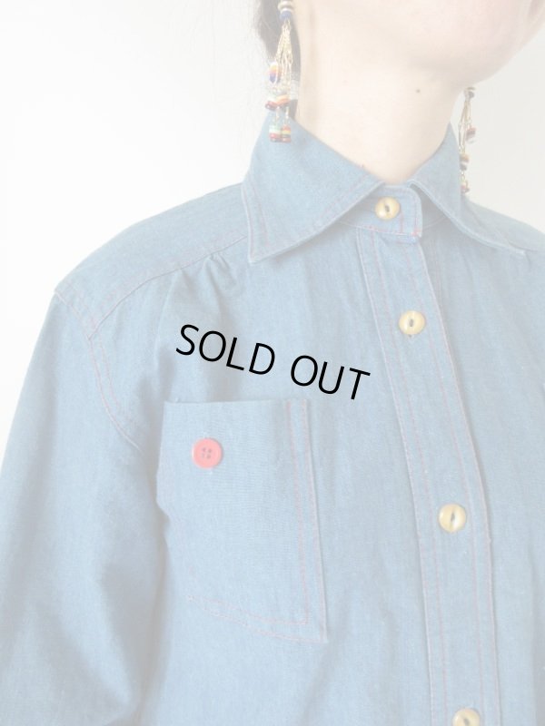 画像6: 赤のワンポイントのゆったりワンピース