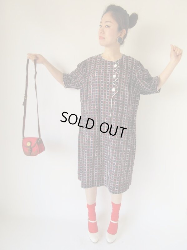 画像3: お仕立て品の1点モノ*スクエアー柄ゆったりワンピース