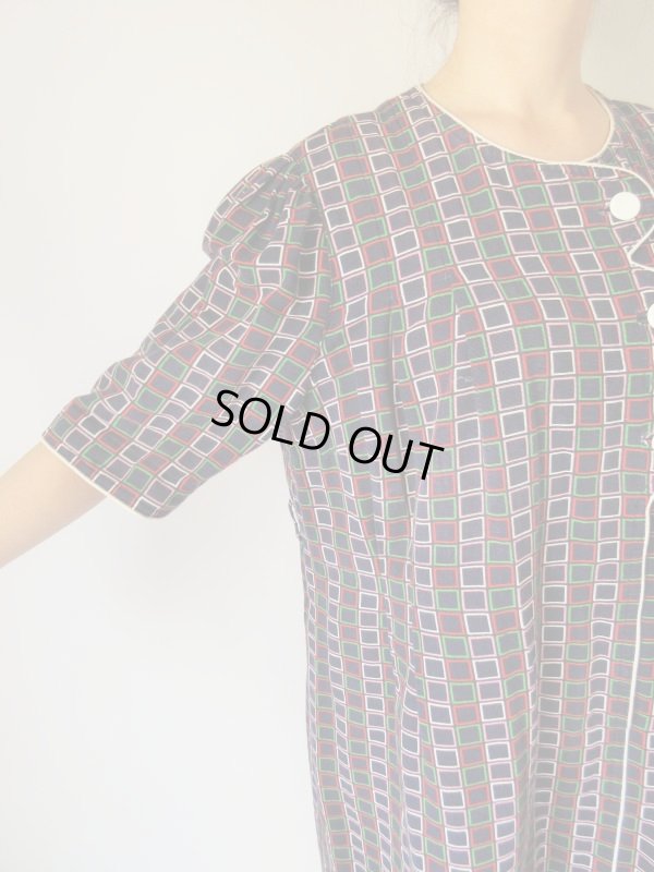 画像8: お仕立て品の1点モノ*スクエアー柄ゆったりワンピース
