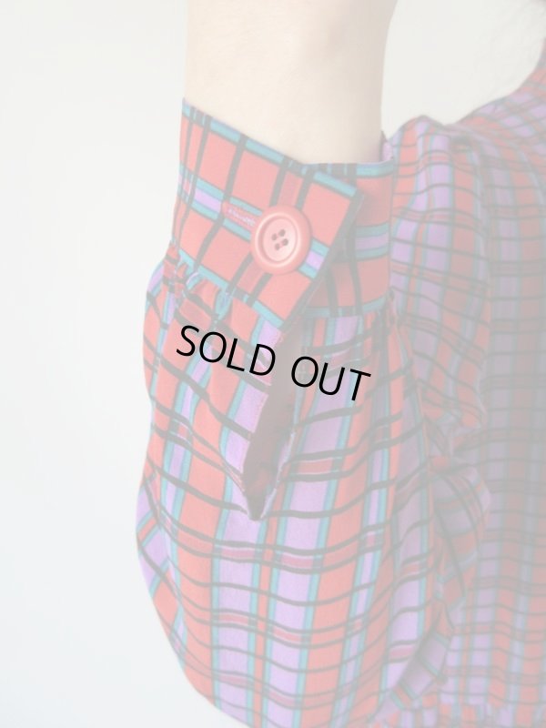 画像7: お仕立て品の１点モノ*格子柄ゆったりワンピース