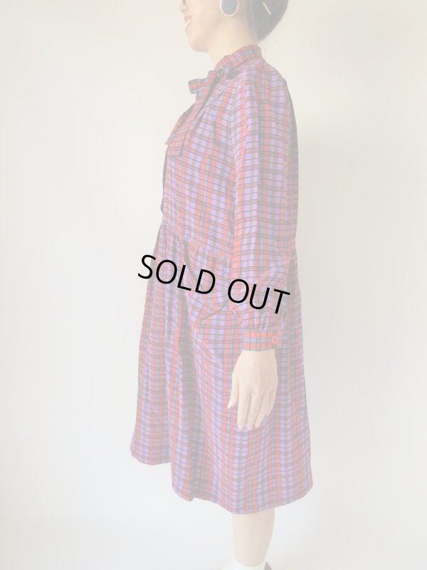 画像4: お仕立て品の１点モノ*格子柄ゆったりワンピース