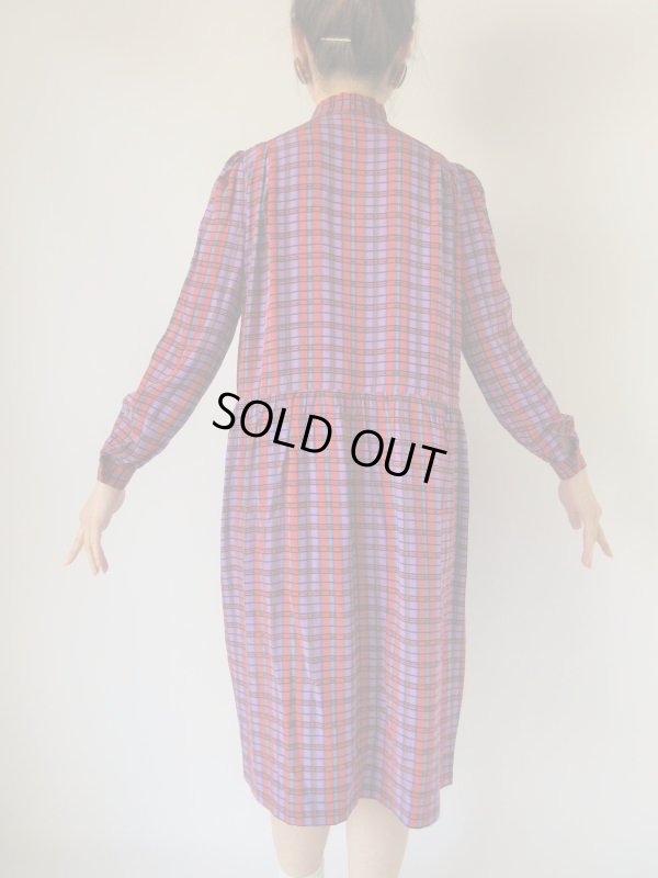 画像5: お仕立て品の１点モノ*格子柄ゆったりワンピース