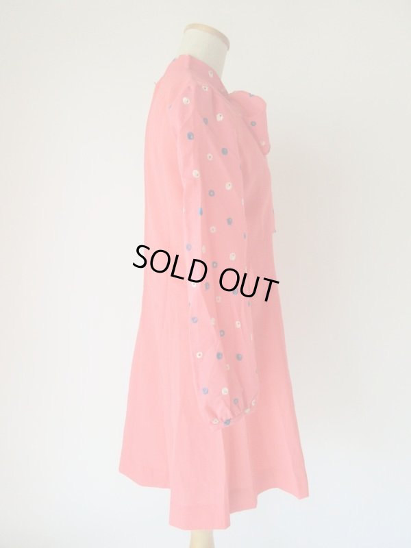 画像5: お仕立て品の1点モノ*水玉刺繍リボンタイワンピース