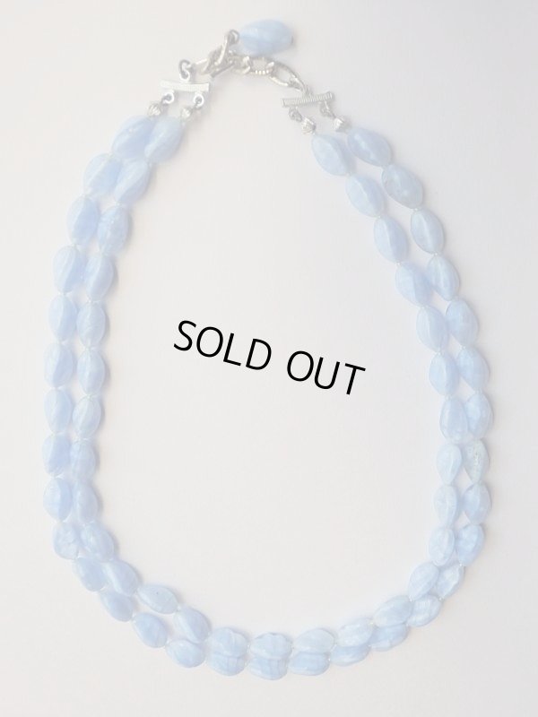 画像3: JAPAN*ブルーアッシュ色の2連ビーズネックレス