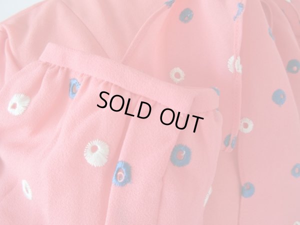 画像7: お仕立て品の1点モノ*水玉刺繍リボンタイワンピース