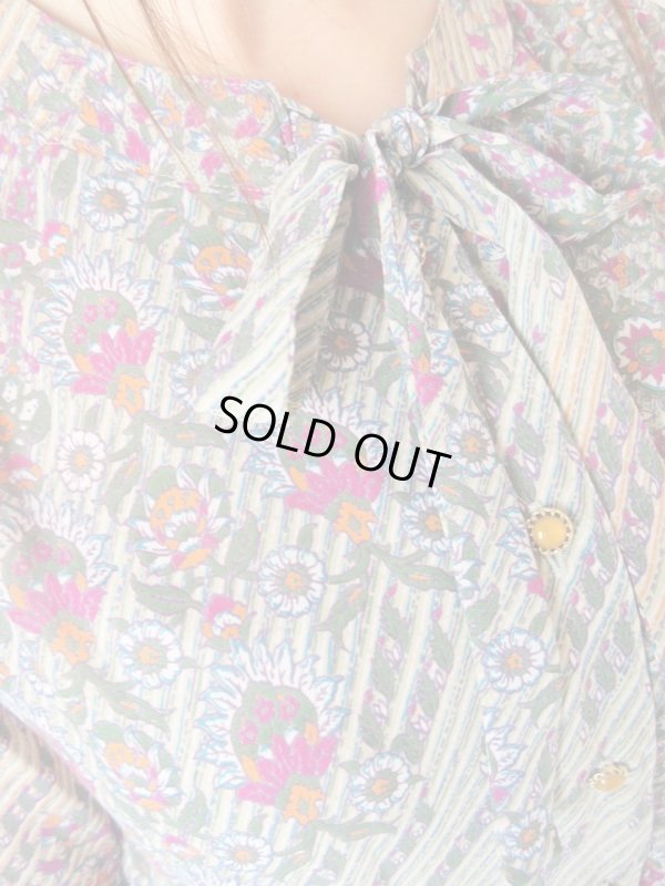 画像7: Dead stock*襟もとリボンの花柄ワンピース 