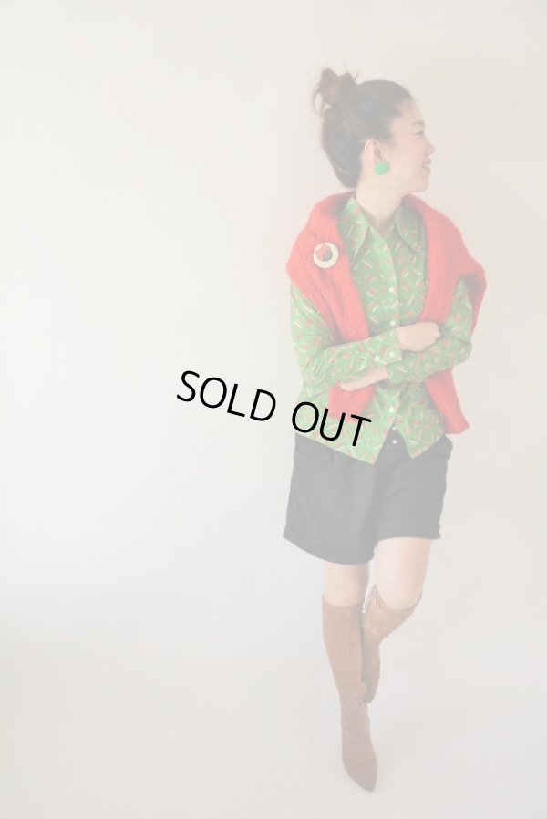 画像3: 未使用*鮮やかグリーンのスクエアー柄シャツ