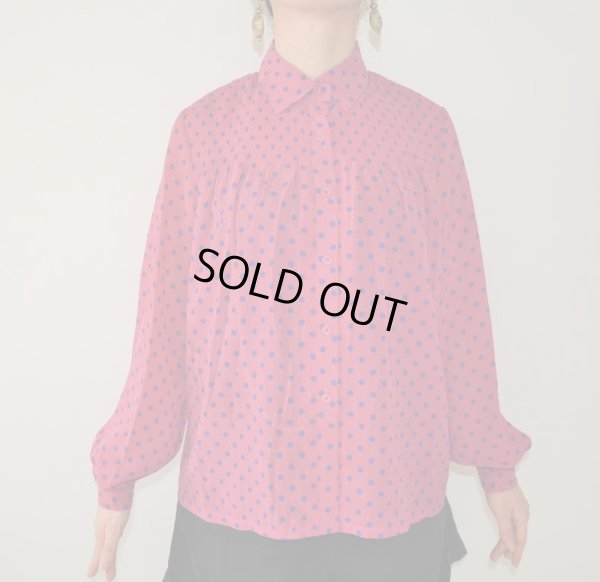 画像4: 【イヤリングと2点セット*】ゆったりsize*レディーピンクの水玉ブラウス