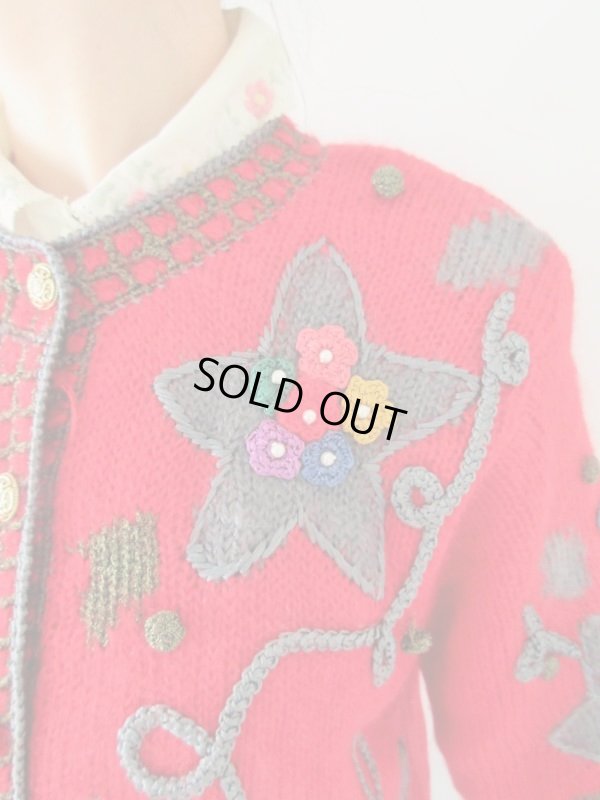 画像5: レトロモチーフのステッチニットカーディガン