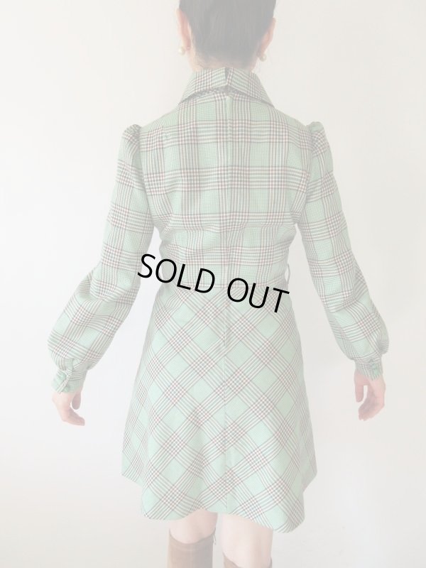 画像6: 【シルエットの可愛げ*】レトログリーンのチェックワンピース
