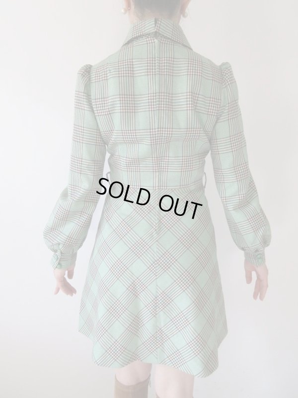 画像7: 【シルエットの可愛げ*】レトログリーンのチェックワンピース