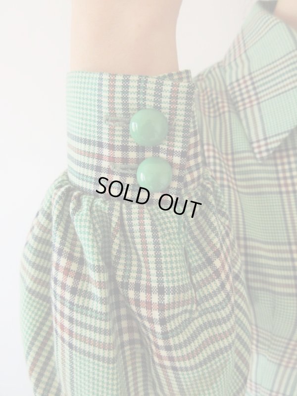画像8: 【シルエットの可愛げ*】レトログリーンのチェックワンピース