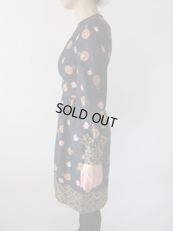 画像3: 【お仕立て品の１点モノ】時計と花柄のワンピース