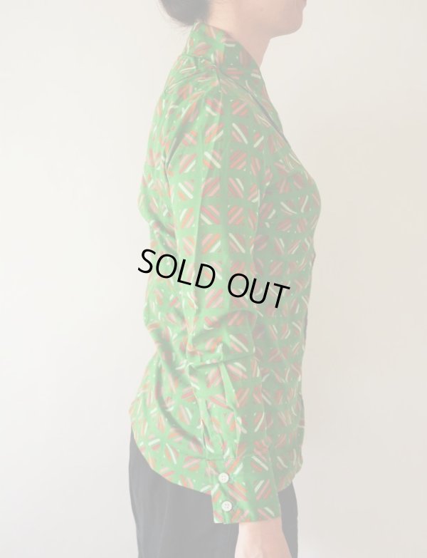 画像5: 未使用*鮮やかグリーンのスクエアー柄シャツ