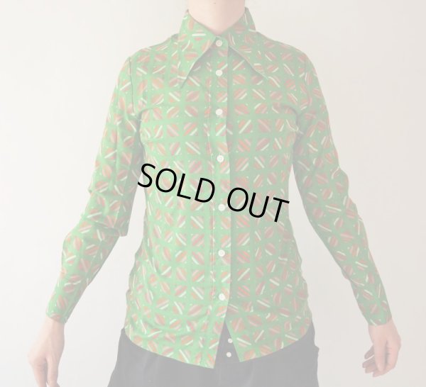 画像4: 未使用*鮮やかグリーンのスクエアー柄シャツ