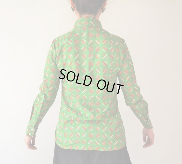 画像6: 未使用*鮮やかグリーンのスクエアー柄シャツ