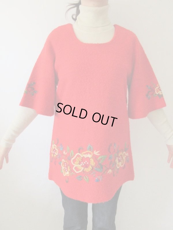 画像3: 【末広がりシルエット*】お花柄ステッチチュニック