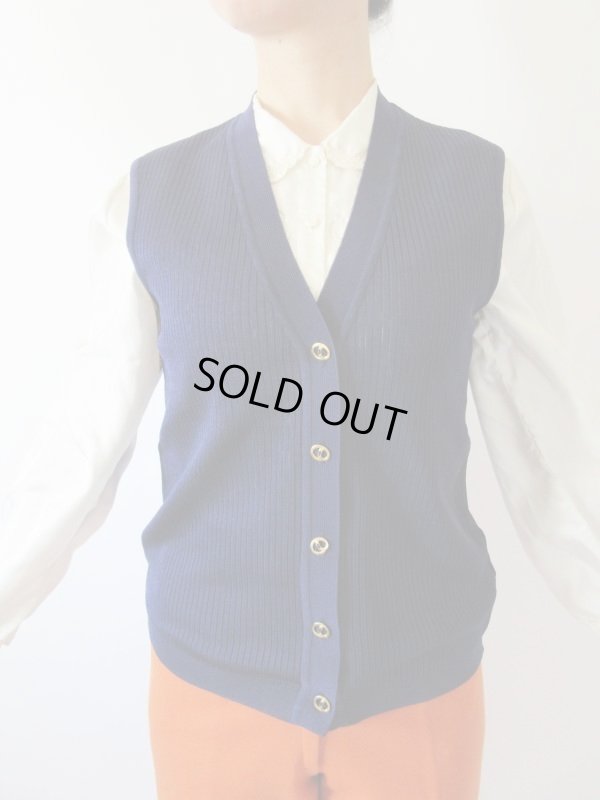 画像3: 【ゴールドボタンで大人顔*】ネイビーのアクリルベスト