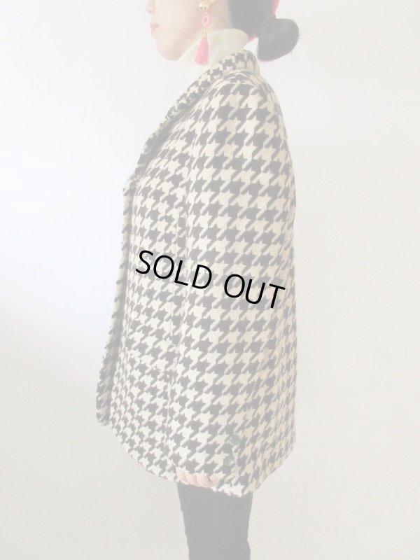 画像4: 【イヤリングと2点セットでお届け*】超美品！レディーレトロな千鳥柄ジャケット