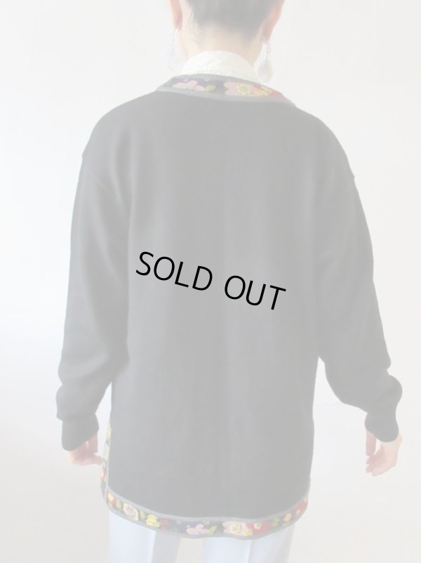 画像6: 【ビーズと刺繍の誘惑*】ゆったりサイズのリブフラワーカーディガン