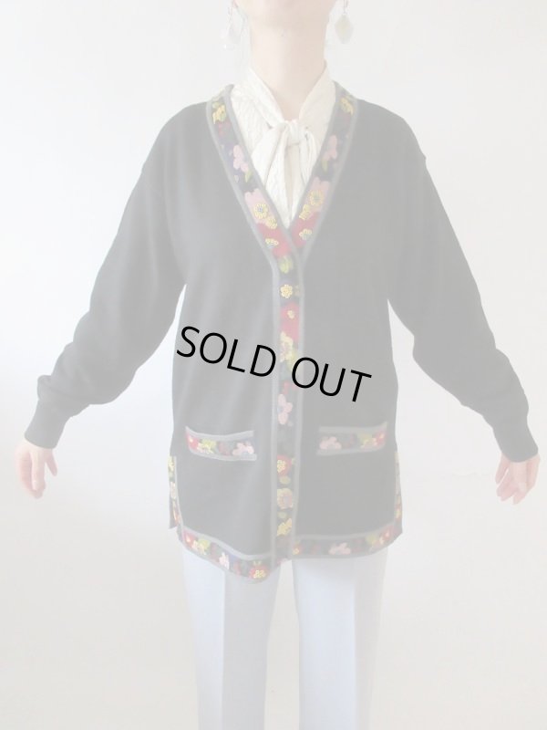 画像4: 【ビーズと刺繍の誘惑*】ゆったりサイズのリブフラワーカーディガン