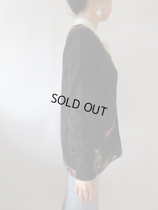 画像5: 【ビーズと刺繍の誘惑*】ゆったりサイズのリブフラワーカーディガン