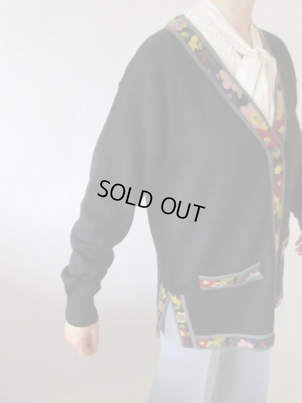 画像9: 【ビーズと刺繍の誘惑*】ゆったりサイズのリブフラワーカーディガン