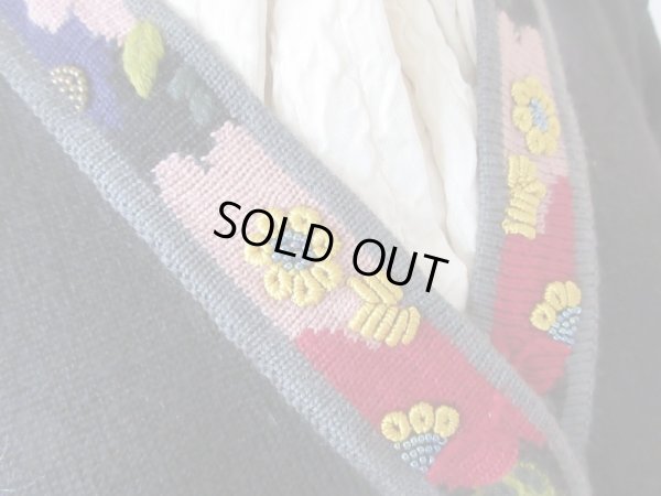 画像7: 【ビーズと刺繍の誘惑*】ゆったりサイズのリブフラワーカーディガン