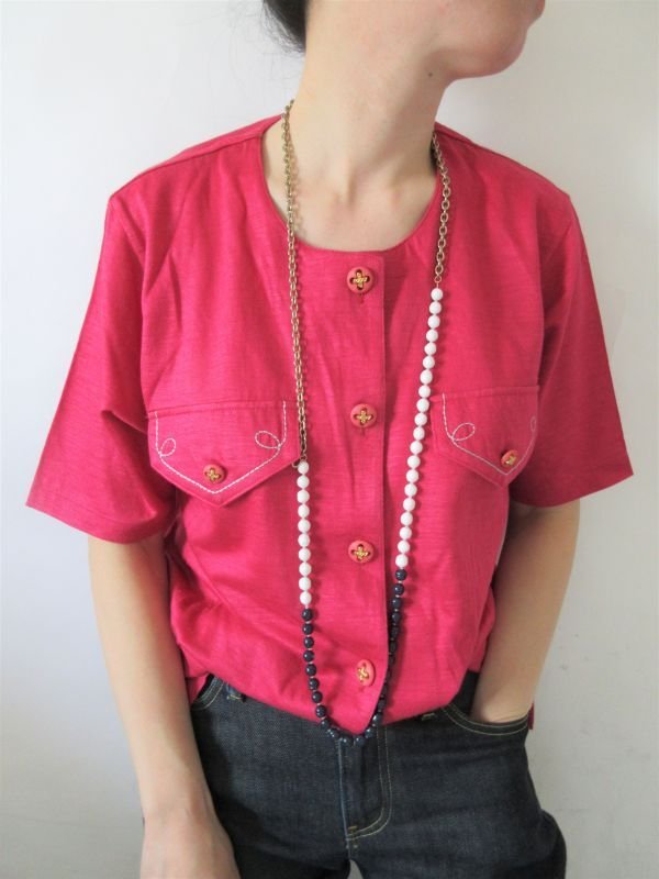 画像1: 【ラズベリーピンクの魅力*】ステッチデザインシャツ